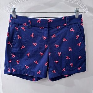 J. Crew Dark Blue Shorts with Red Lobster Pattern